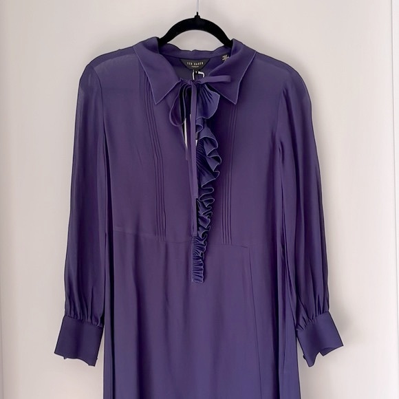 TED BAKER FAITHIY RUFFLE DRESS NAVY BNWT - Picture 5 of 14